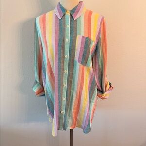 Cato Women’s Striped Linen Blend Shirt